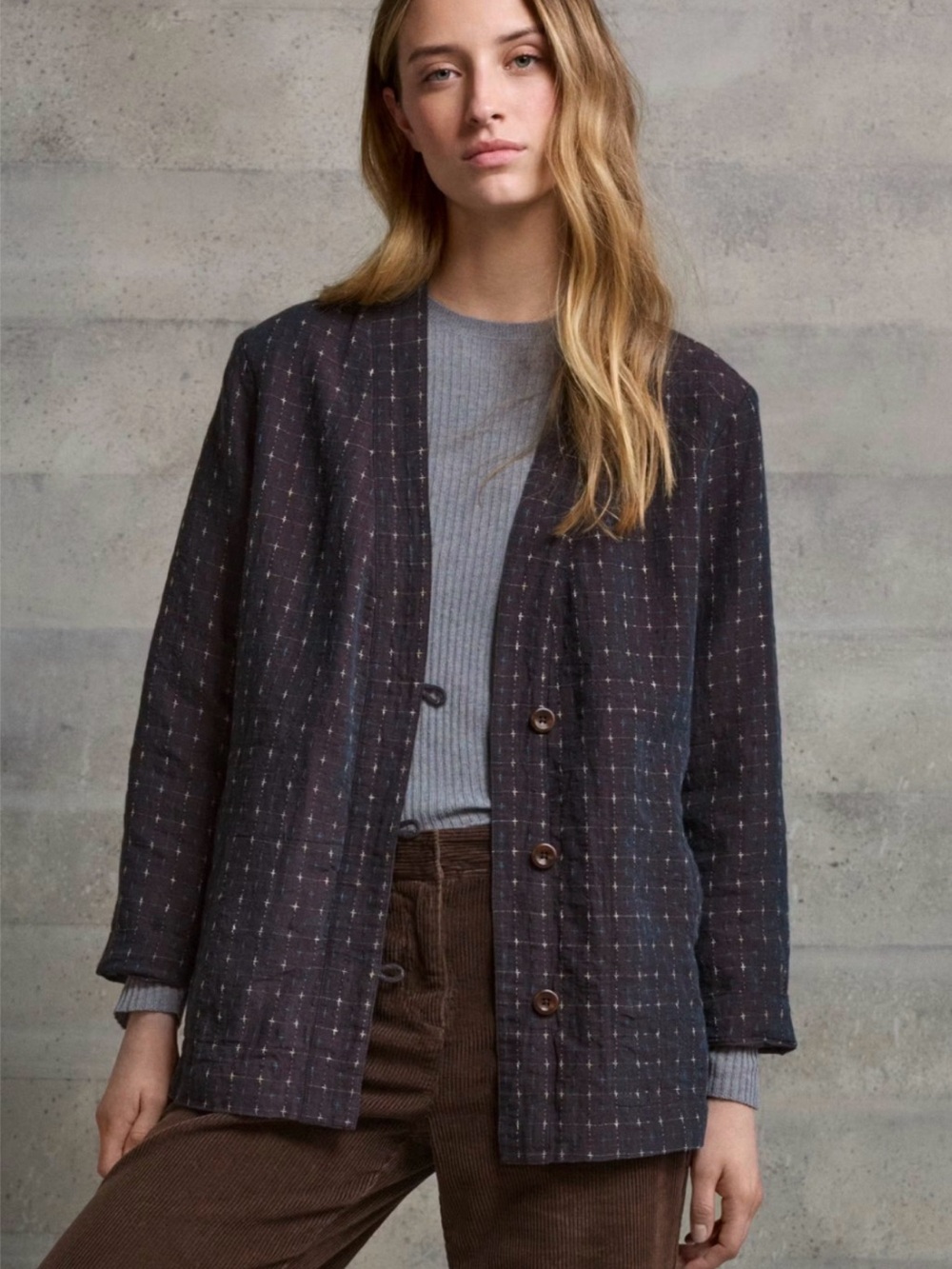 POETRY CROSS-PATTERN LINEN JACKET